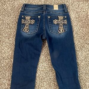 mid-rise Blue Embellished Women Jeans